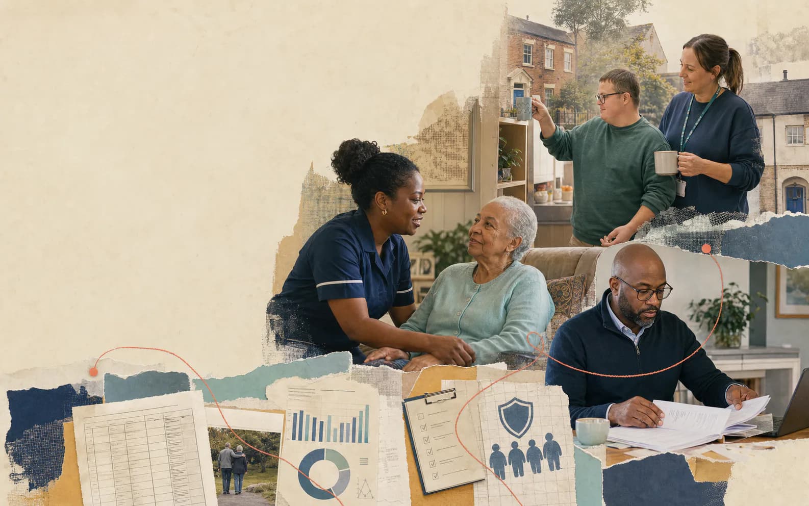 Care delivery, provider leadership and operational evidence connected in an editorial collage
